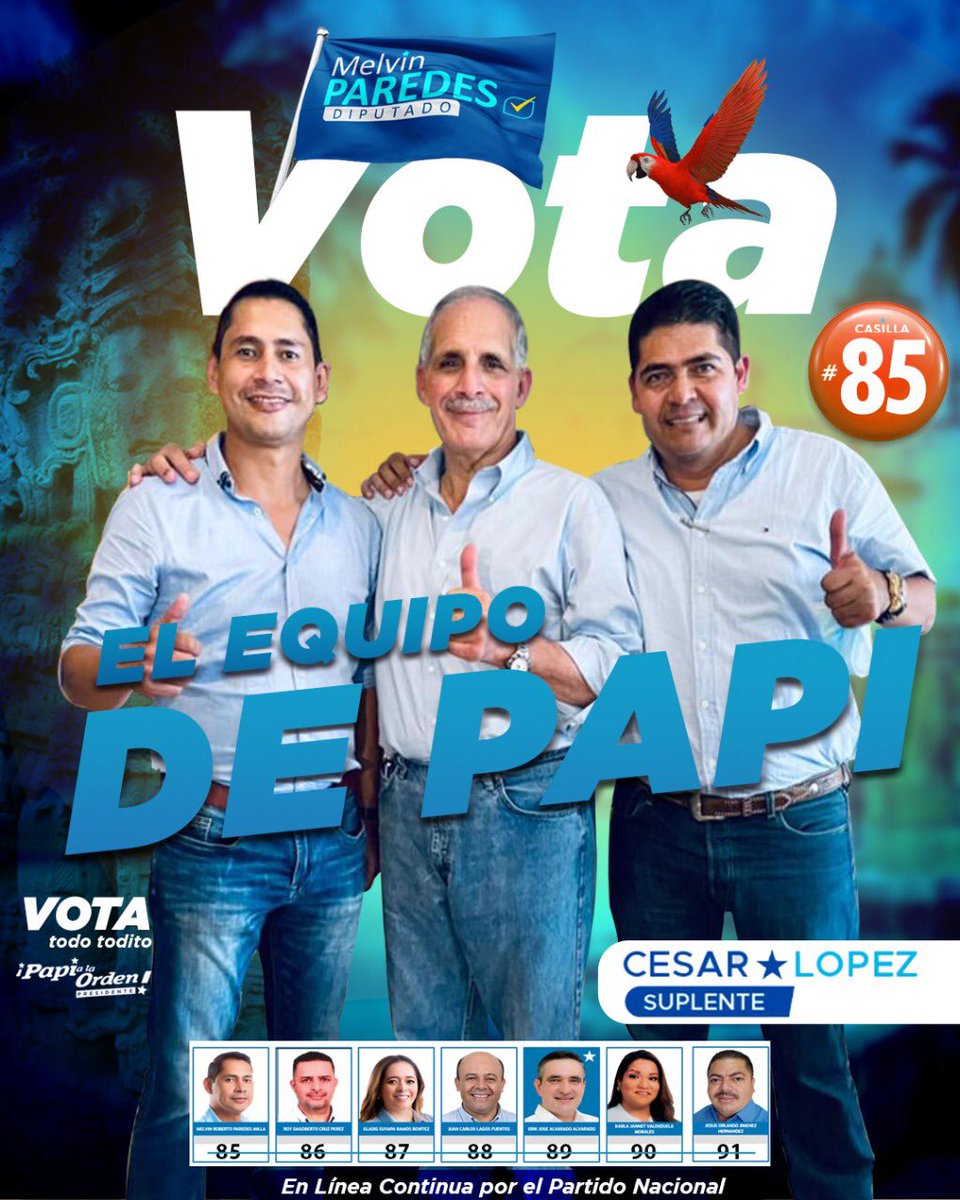 MelvinParedeshn's tweet photo. El Equipo de Papi esta listo, vamos a marcar en linea continua por todos los candidatos de nuestro Partido. https://t.co/r6teVjI4Q2