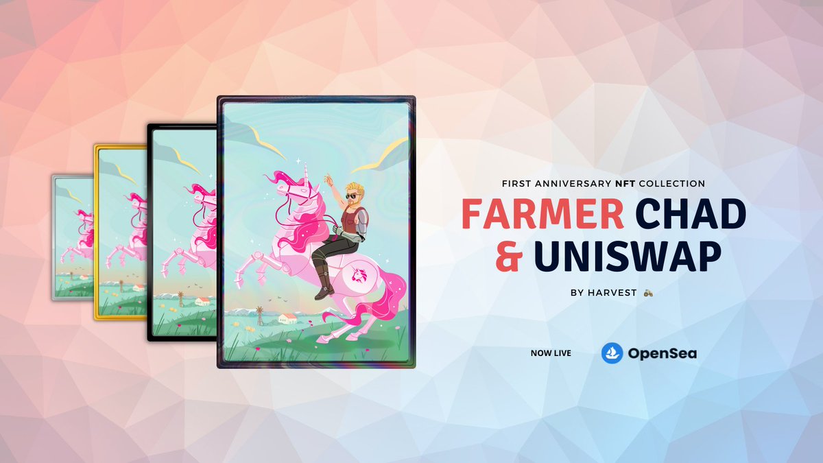 <a href="/CurveFinance/">Curve Finance</a> <a href="/SushiSwap/">Sushi.com</a> @BalancerLabs Presenting Farmer Chad &amp; @uniswap 🦄
👉 opensea.io/collection/cha…