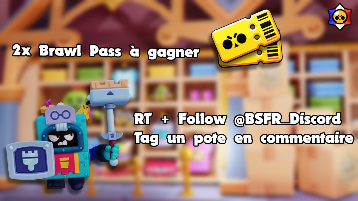 BSFR_Discord's tweet photo. 🎁 Tentez de gagner deux Brawl Pass 🎁

Pour participer: 
➜ RT ce tweet
➜ Follow @BSFR_Discord 
➜ Mentionne un ami en commentaire qui gagnera le deuxième Brawl Pass

Nous faisons gagner deux autres Brawl Pass sur https://t.co/yFT5zE5616 !

#OnceUponABrawl https://t.co/9YeZR8RNHw