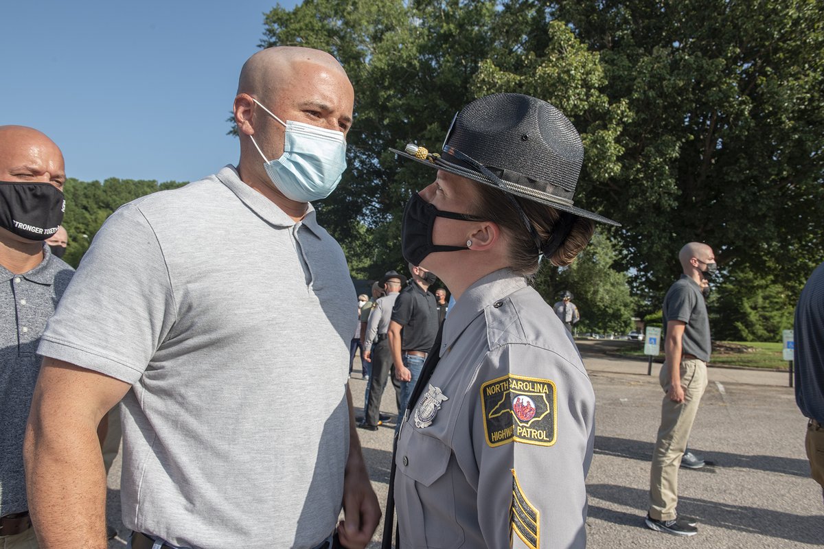 NCSHP's tweet photo. On Aug. 28, the cadets of the 154th Fast-Track Basic Patrol School were welcomed to the campus of the @NCSHP Training Academy. Join us as we cover the transition of 53 individuals into one cohesive unit. Those who rise to the challenge will earn the title of "State Trooper." https://t.co/X6ellEHcWT