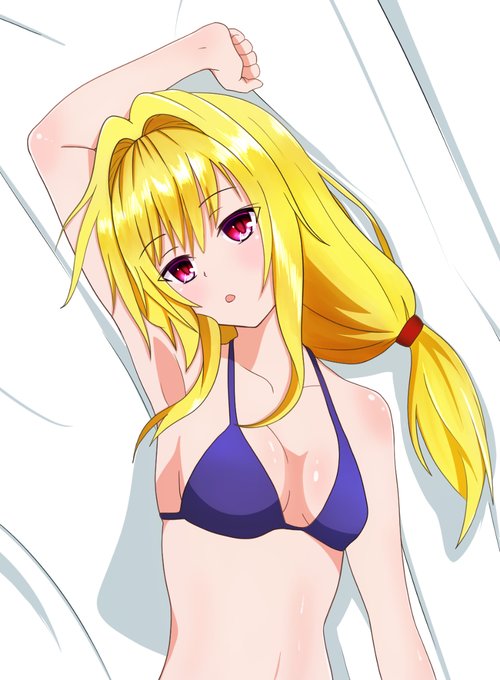 金色の闇、水着 #ToLOVEる #金色の闇 #女の子 #ヤミ #髪型チェンジ #金髪 #イラスト #girl #ルーズサイドテール #水着 https://t.co/eU2cmM16ng 