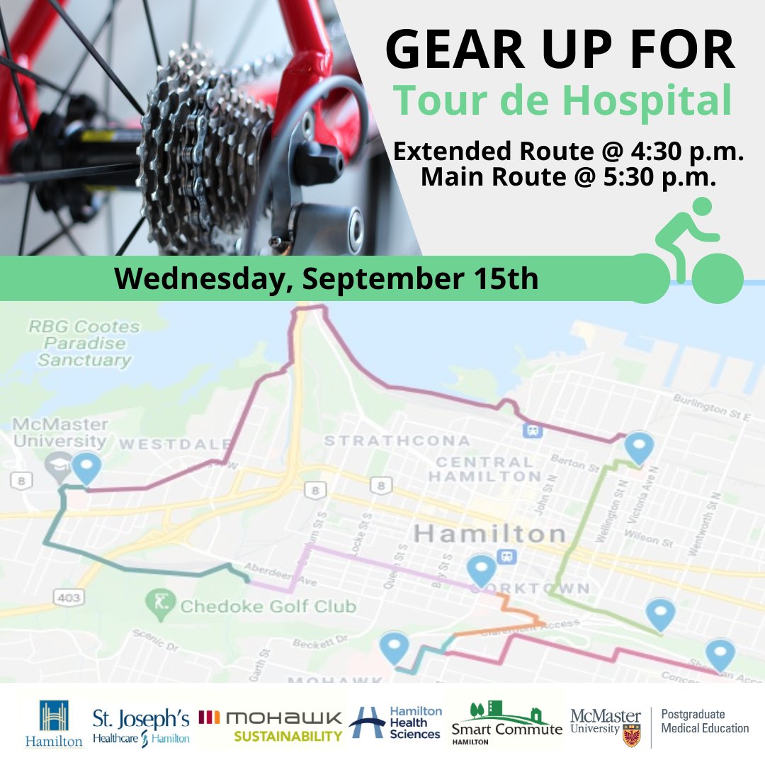 McMaster University, PGME (@mcmasterpgme) on Twitter photo Wed Sept 15, 5:30pm - The 4th annual Tour de Hospital, a fun ride for all abilities between hospitals in Hamilton. Starts/ends at Hamilton Bike Share for those needing a ride! tourdehospital2021.eventbrite.ca <a href="/HHS_staff/">Hamilton Health Sciences Staff</a> <a href="/SJHealthSystem/">St. Joseph's Health System</a> <a href="/SmartCommuteHam/">Hamilton Sustainable Mobility</a> #HamOnt <a href="/MohawkCollege/">Mohawk College News</a> #MacPGME Wed Sept 15, 5:30pm - The 4th annual Tour de Hospital, a fun ride for all abilities between hospitals in Hamilton. Starts/ends at Hamilton Bike Share for those needing a ride! tourdehospital2021.eventbrite.ca <a href="/HHS_staff/">Hamilton Health Sciences Staff</a> <a href="/SJHealthSystem/">St. Joseph's Health System</a> <a href="/SmartCommuteHam/">Hamilton Sustainable Mobility</a> #HamOnt <a href="/MohawkCollege/">Mohawk College News</a> #MacPGME