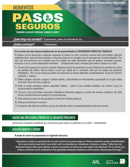 coop_fernando's tweet photo. Forma parte de la estrategia en seguridad que cambiará tu vida!!! "PASOS SEGUROS" 👞✅ Con el apoyo de  #ARLBolívar. Esta semana "Evitemos caídas. Tus pasos fuera de tu trabajo". #Cooperación #COPASST #AyudaMutua #SeguridadVial #unidossolidariosycooperando #TrabajoEnEquipo https://t.co/qDZDHwtAKN