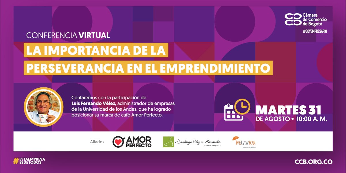 ¿Sabías que la perseverancia de un emprendedor puede ser la clave del éxito en sus proyectos? Si crees que así es, te invitamos a este espacio virtual para que hablemos sobre la importancia de ser constantes para lograr nuestros objetivos. bit.ly/3Dyk4BN💯