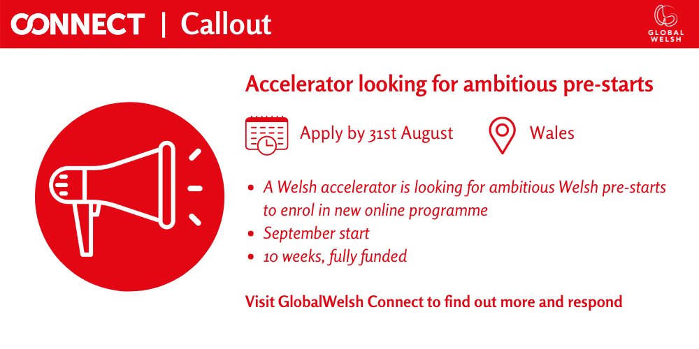 GlobalWelsh's tweet photo. 📣 Callout 📣

A Welsh accelerator is looking for ambitious pre-starts for a 10-week programme starting next month. Deadline tomorrow! 

Find out more about the opportunity and how to apply here >> https://t.co/W9GgByZIWU

#WelshBusiness #Accelerator #Prestart #UKBusiness https://t.co/JA8ZHRxGmF