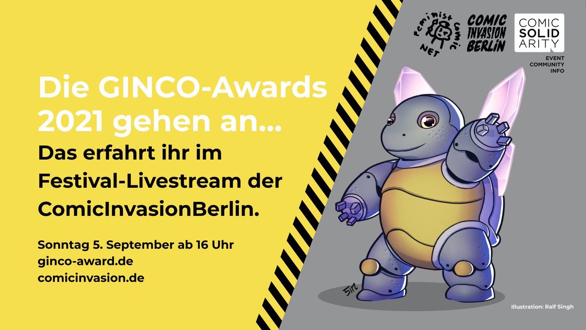 Heute! 16 Uhr im Livestream der <a href="/comicinvasionb/">ComicInvasionBerlin</a> die <a href="/ginco_award/">GINCO-Award</a> 2021 Verleihung.

!B