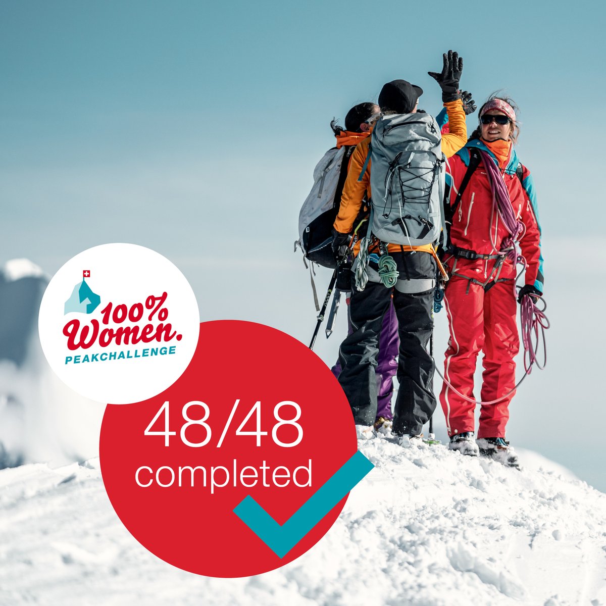 MySwitzerland_d's tweet photo. #News: Es ist geschafft! Alle 48 Viertausender der Schweiz wurden im Rahmen der 100% Women Peak Challenge endlich bestiegen – in reinen Frauenseilschaften! 🎉 

https://t.co/QH9bRSrcIq https://t.co/ZCoXTWqZKF
