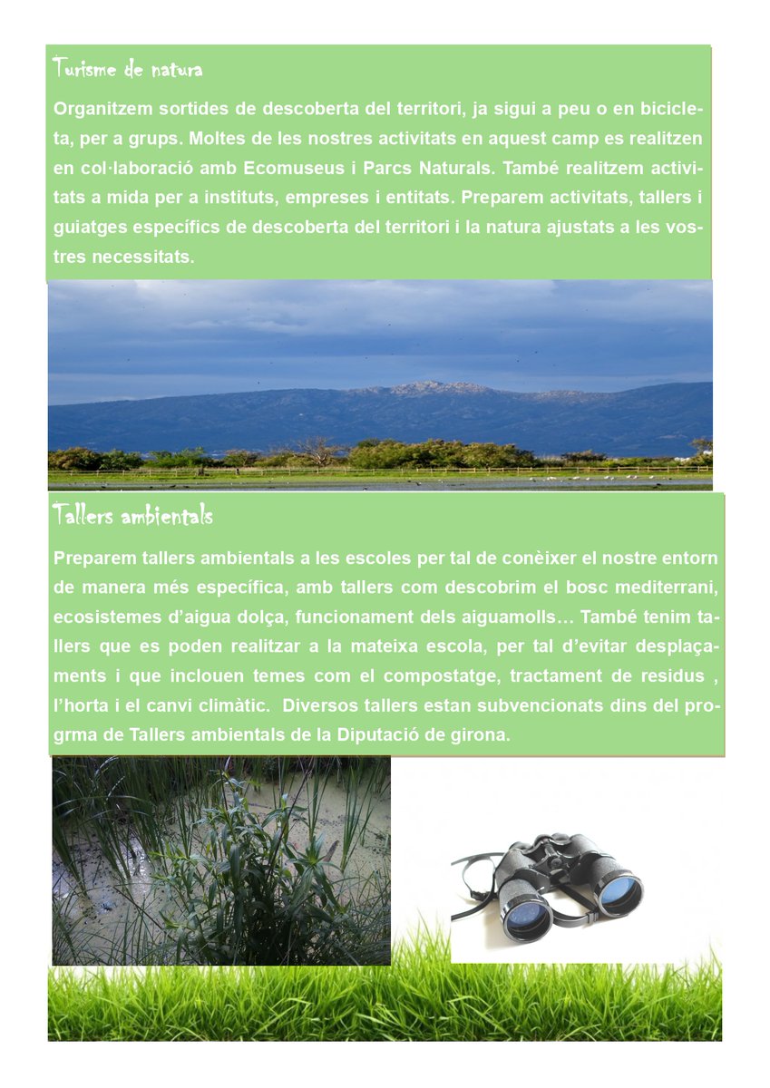 terregada_net's tweet photo. Ja tenim a punt les activitats d'Educació Ambiental pel curs 2021-2022, moltes d'elles estan subvencionades a través del programa de la Diputació de Girona del Mar als Cims i Tallers Ambientals.
Per si voleu més informació truqueu al 666 435 350 i/o al  ed.ambiental@terregada.net https://t.co/hESZ4c5Rsx