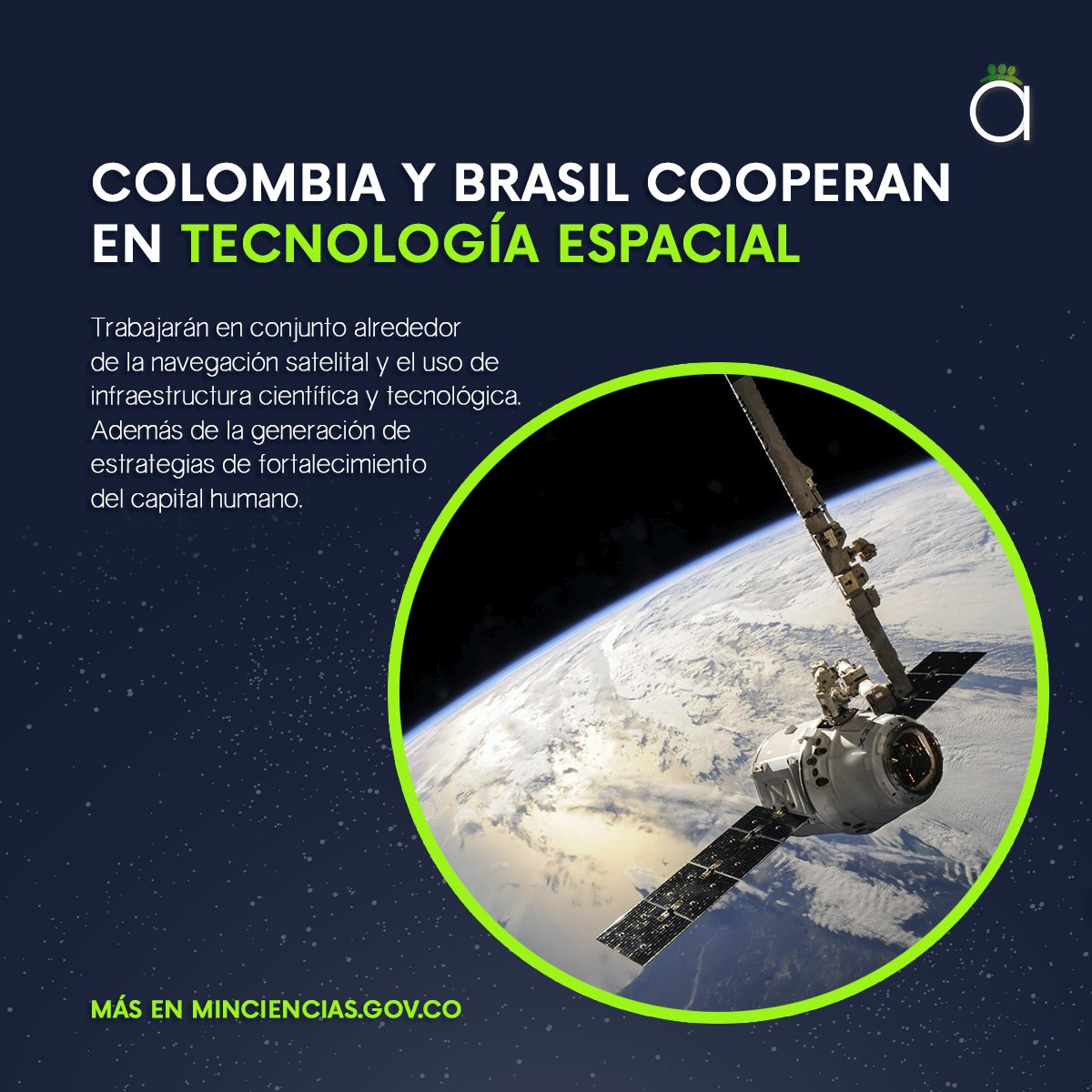 amis_ai's tweet photo. #Colombia, en cabeza de @MincienciasCo, apuesta por la innovación junto a #Brasil, firmando un memorando de entendimiento para la cooperación en #Ciencia, #Tecnología e #Innovación en materia espacial🛰️. https://t.co/uCpsNaBWj7