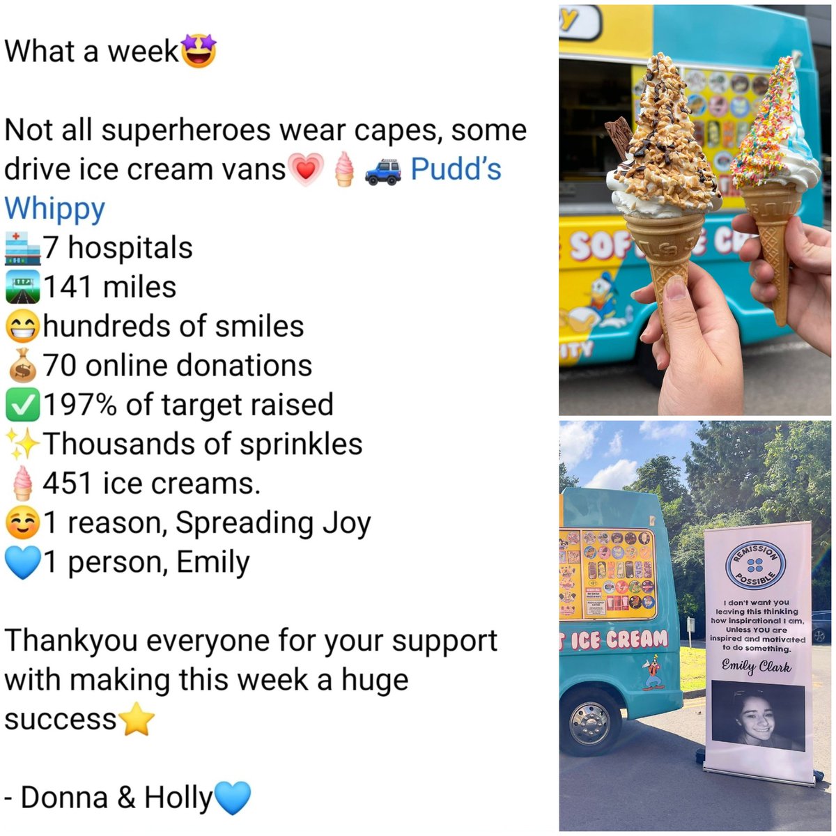 It's been a busy few days for <a href="/RemissionPos/">RemissionPossible</a> to mark Emily's birthday. 2 of the 7 locations in Newport, spreading  joy to staff and patients of <a href="/AneurinBevanUHB/">Aneurin Bevan University Health Board</a> #porthour 
#remissionpossible #rememberingEmily #spreadingJoy