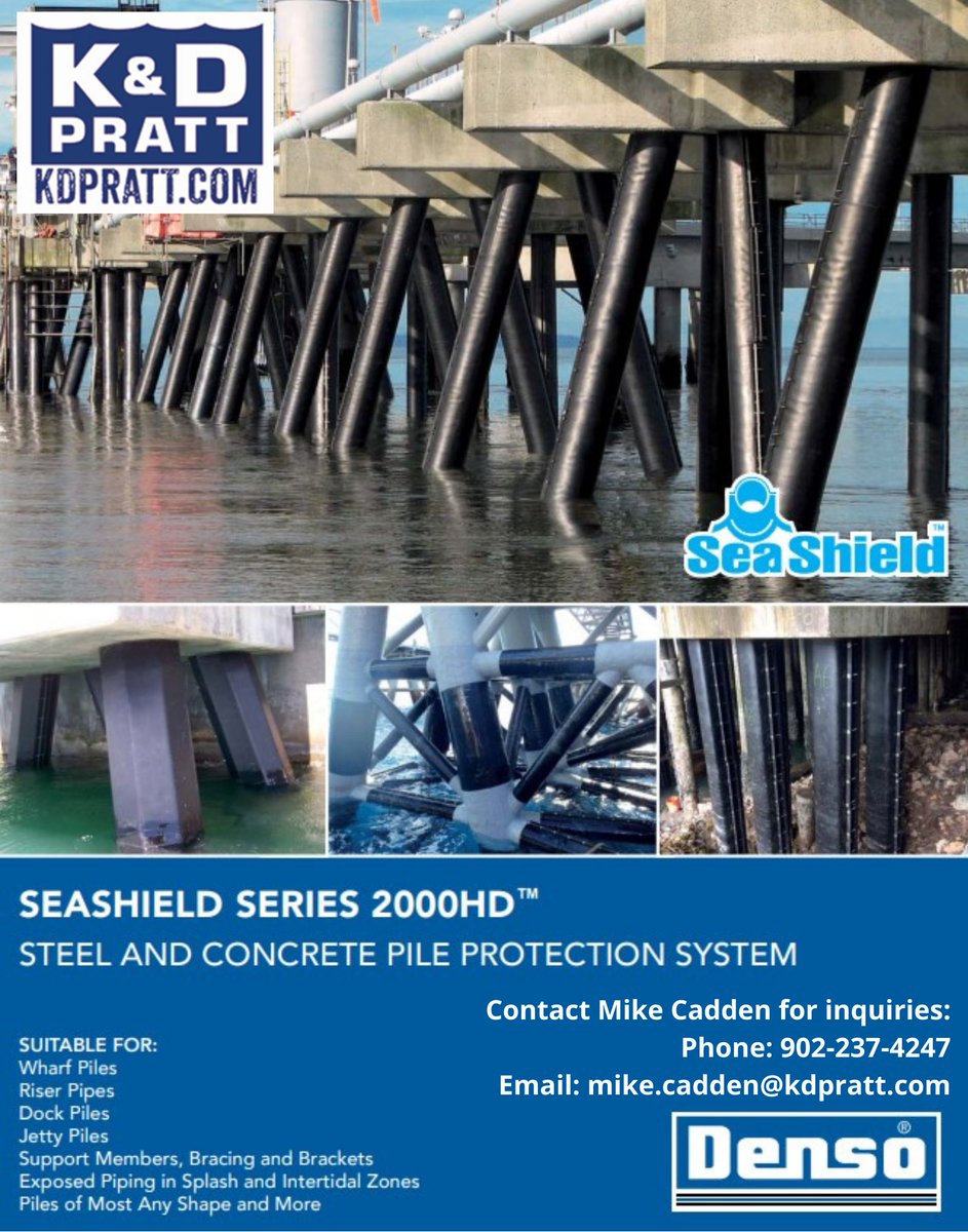 SeaShield offers the most comprehensive range of underwater corrosion protection solutions for jetty piles and marine structures on the market. Contact Mike at K&D Pratt to discuss at 902-237-4247.