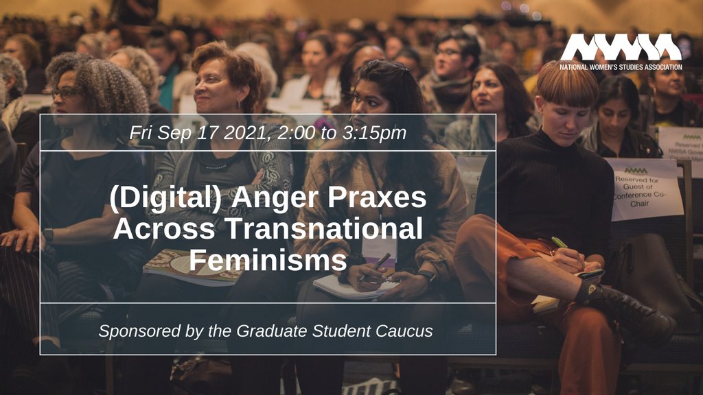 The National Women’s Studies Association (NWSA) (@nwsa) on Twitter photo Join the Graduate Student Caucus & chair <a href="/SabrinaJCurtis/">Sabrina J. Curtis, Ph.D.</a> on September 17th at 2PM for their sponsored session at #NWSA2021: "(Digital) Anger Praxes Across Transnational Feminisms"!
Register: bit.ly/2SRUXGQ
Info: bit.ly/38dy4SU Join the Graduate Student Caucus & chair <a href="/SabrinaJCurtis/">Sabrina J. Curtis, Ph.D.</a> on September 17th at 2PM for their sponsored session at #NWSA2021: "(Digital) Anger Praxes Across Transnational Feminisms"!
Register: bit.ly/2SRUXGQ
Info: bit.ly/38dy4SU