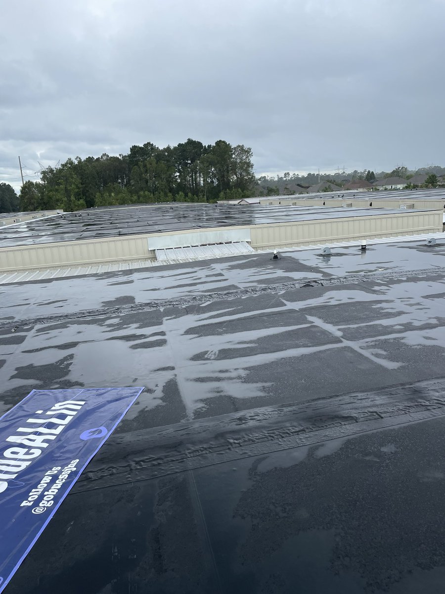 We will make it!!!   Just a little roof repair <a href="/GoBucsSJHS/">Southside Jr. High</a> .  Use motivational signs for all to see when you don’t have tarps😂.  All roofs still intact 😜😜