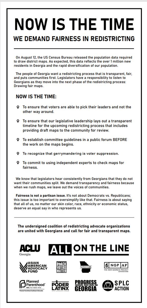 Georgians want #FairDistricts!

@ACLUofGA, @FairDistrictsGA, @PPSE_Advocates + others are asking the redistricting committee for #FairMapsGA.