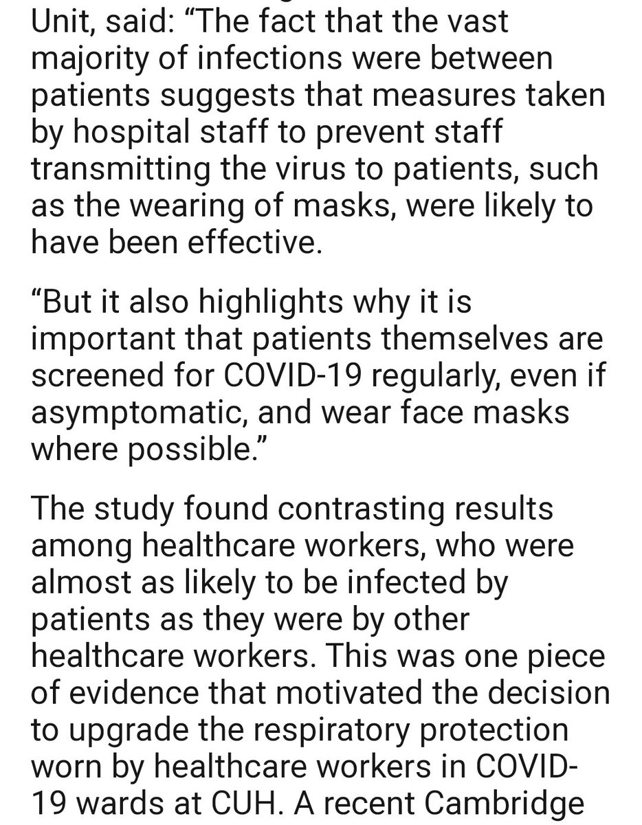 FiguresWith's tweet photo. @ClareCraigPath A hospital based transmission study is going to find the cases are sick patients.
But staff well enough to work caused 10/38 cases.
A takeaway is perhaps well, working staff are more likely to transmit to eachother when their guard is down but they are more careful with patients https://t.co/YWqzSumZ7d