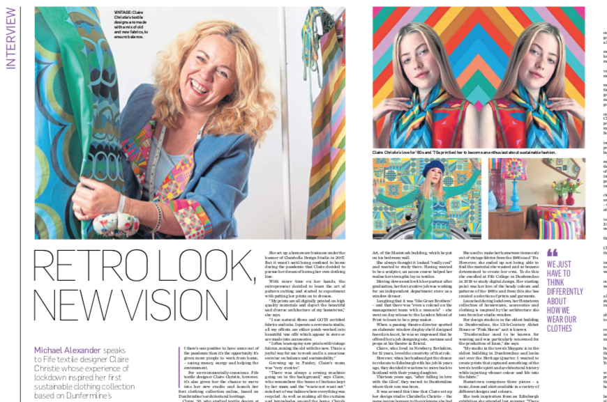 Thank you to the Courier Fife for running a fantastic article in their weekend magazine about my new collection of clothing.  So great to be featured.#Fife, #dunfermline, #slowfashion, #textiledesign, #scottishdesign