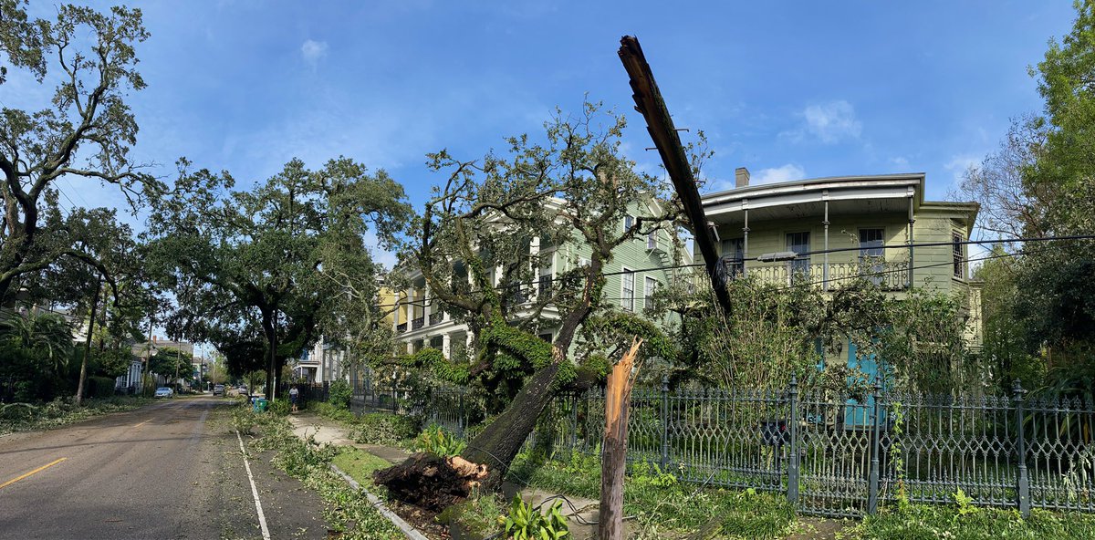 nolaready's tweet image. Sharing some pics of #Ida’s damage around town. This is an extremely hazardous situation and we encourage everyone to stay off the roads. 911 service remains out at this time.
