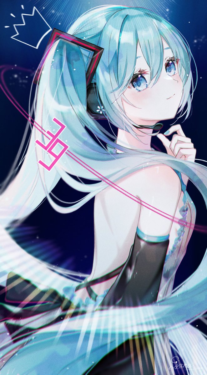 hatsune miku 1girl solo long hair twintails detached sleeves very long hair backless outfit  illustration images