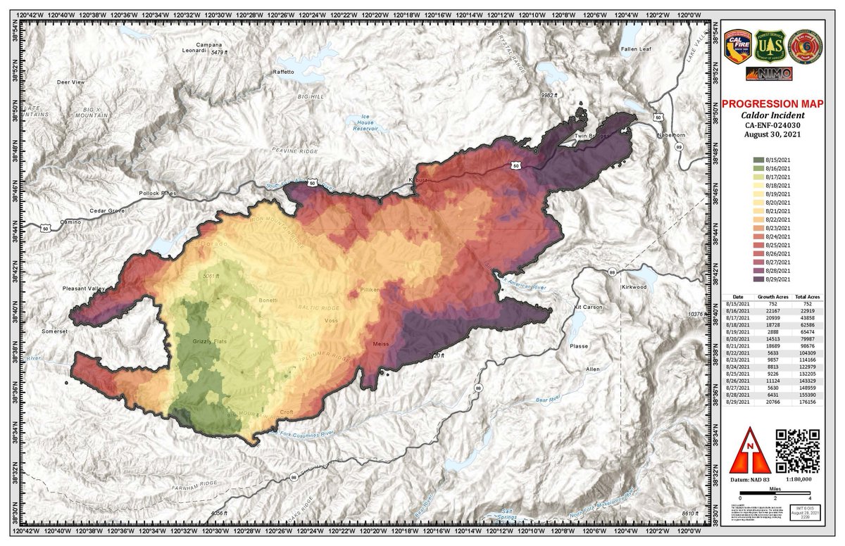 EldoradoNF's tweet photo. Official #CaldorFire information, maps and announcements are posted here: https://t.co/B9WHUnoQXt https://t.co/goMYwu2nXe