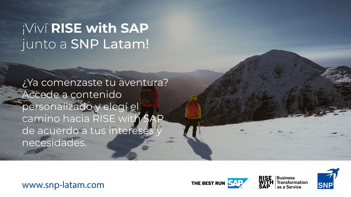 Conoce cómo transformar tu compañía en una empresa inteligente con la estrategia RISE with SAP ✨. Para eso te ofrecemos contenido personalizado que puedes elegir según tus intereses y las necesidades de tu empresa 👨‍💻

Te invitamos a participar: hubs.la/H0Wd37t0