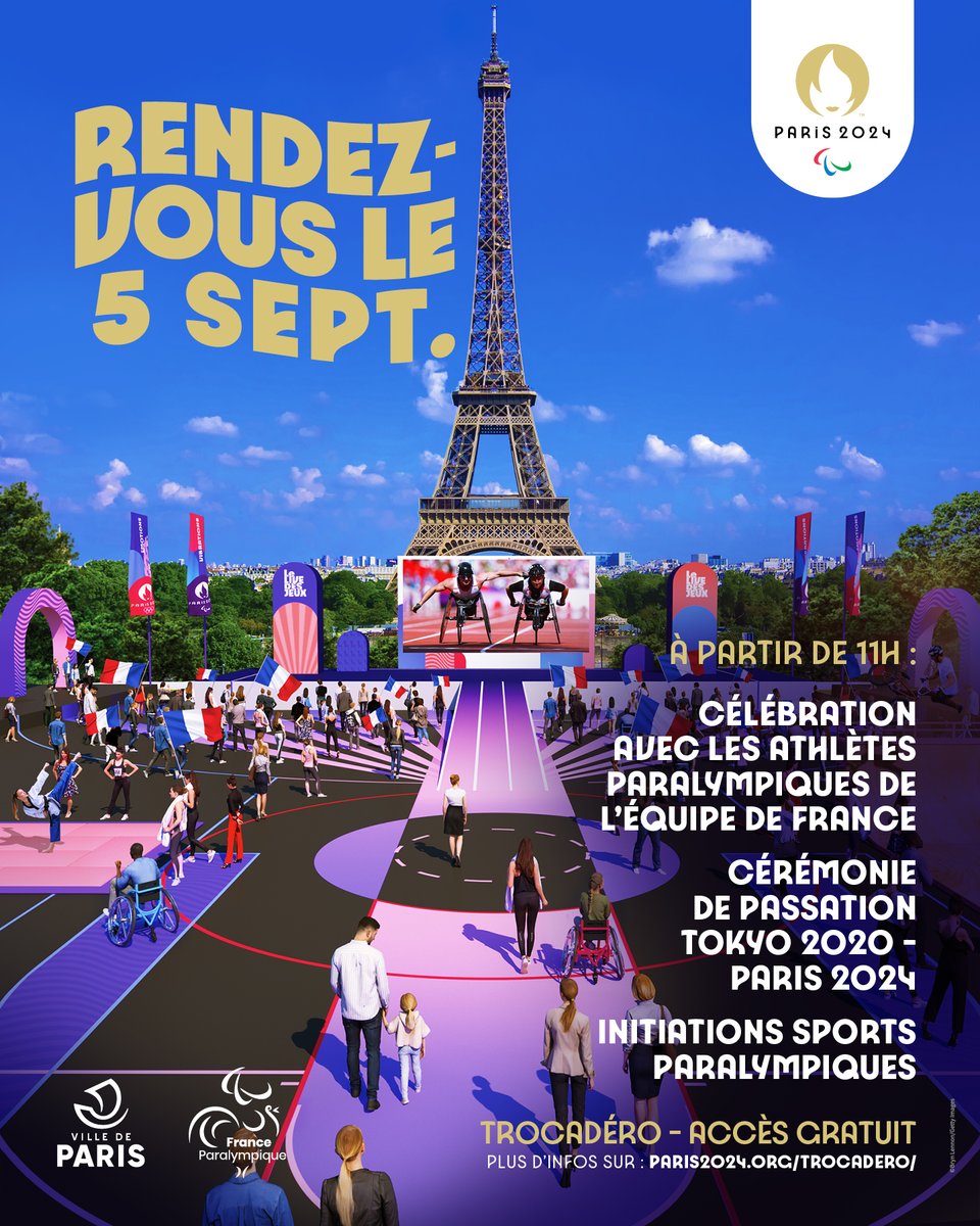 Département de Seine-Saint-Denis (@seinesaintdenis) on Twitter photo #Agenda RDV samedi 5 à partir de 11h au #Trocadero pour la célébration avec les athlètes de #SSD93 et de l'équipe de 🇫🇷 de la cérémonie de clôture de #Tokyo2020 avant la passation à <a href="/Paris2024/">Paris 2024</a> ! Avec des initiations aux sports paralympiques👍 Savoir+
facebook.com/events/3911831… #Agenda RDV samedi 5 à partir de 11h au #Trocadero pour la célébration avec les athlètes de #SSD93 et de l'équipe de 🇫🇷 de la cérémonie de clôture de #Tokyo2020 avant la passation à <a href="/Paris2024/">Paris 2024</a> ! Avec des initiations aux sports paralympiques👍 Savoir+
facebook.com/events/3911831…