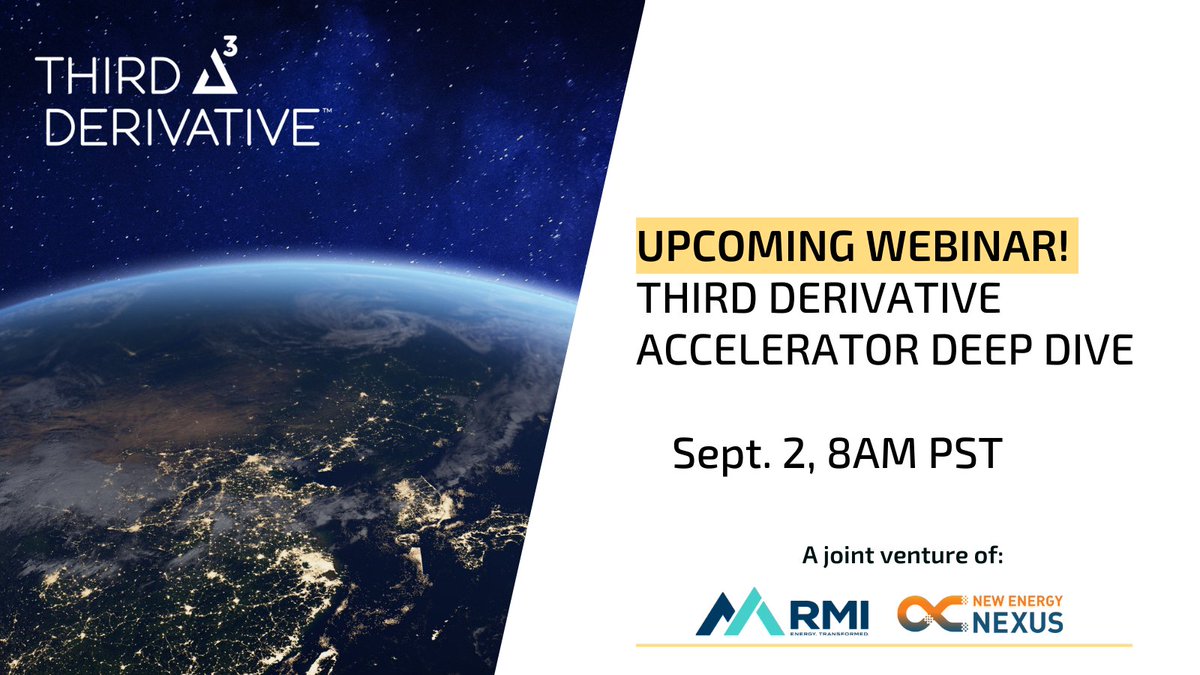 RMI (@rockymtninst) on Twitter photo #ClimateTech startup founders, this event is for you 👏. On September 2nd at 8am PST, join <a href="/Third_Deriv/">Third Derivative</a>'s Accelerator Deep Dive Webinar to learn everything you need to apply to their next application cycle. Register here ➡️ bit.ly/3m8Fhf9 #ClimateTech startup founders, this event is for you 👏. On September 2nd at 8am PST, join <a href="/Third_Deriv/">Third Derivative</a>'s Accelerator Deep Dive Webinar to learn everything you need to apply to their next application cycle. Register here ➡️ bit.ly/3m8Fhf9