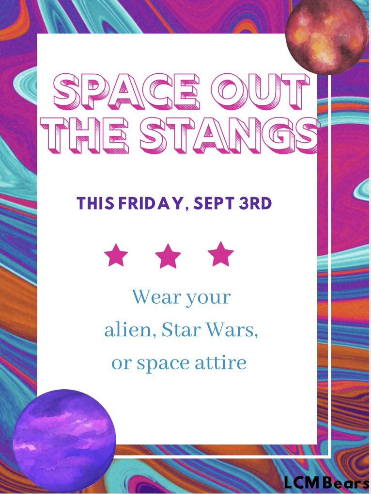 This friday= space out the stangs
PLAN AHEAD. 👽👾🛸