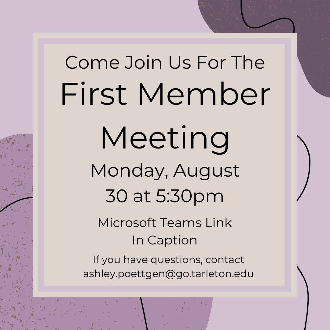 PhsaTarleton's tweet photo. Interested in PHSA? Join us tonight for our first meeting by clicking the link below! We can’t wait to see you!  https://t.co/J3I5KLteRt https://t.co/JZEB5Ri3Rt