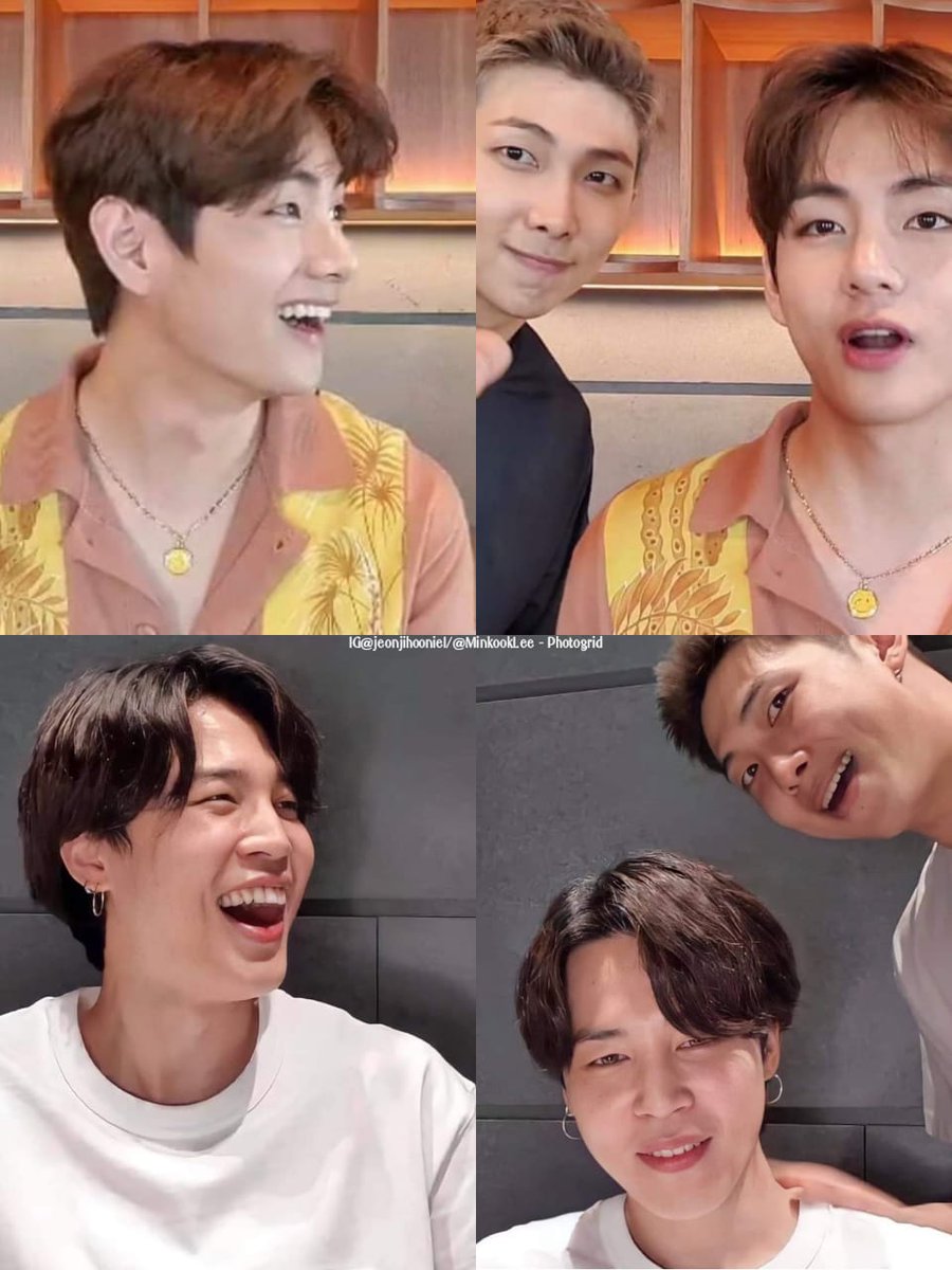 ima_26823's tweet photo. When V and Jimin saw their leader look at their face, Full of smile. They love him so much and RM also loved them so much. I am happy because i saw they were happy and happy faces. ๐๐๐๏ธโจ๏ธ๐๏ธ #VLIVE #VLIVEJIMIN #VLIVEV @BTS_twt #BTS #BTS_twt #BTSARMY https://t.co/s6e97cGcpO