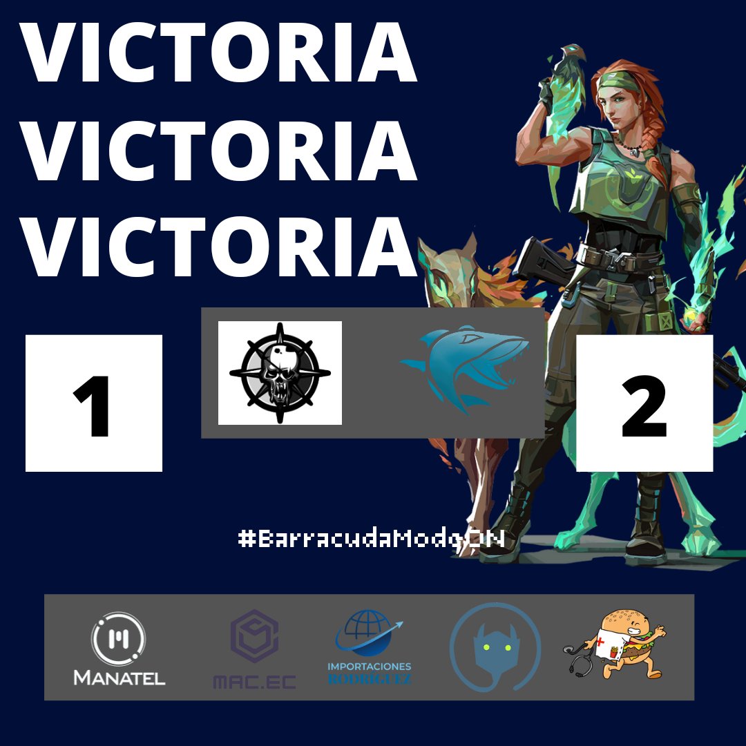 ¡VICTORIA!
Logramos pasar a instancias finales de Cooler Master Cup venciendo en semifinales 2X1 frente a <a href="/Break_Bonesgg/">Break Bones</a> nos vemos la semana que viene con más Valorant

Siempre #BarracudaModeON🦈⬆️