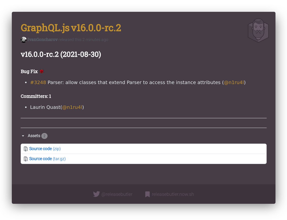 releasebutler's tweet image. 🔥 New GraphQL.js Release 🚀
  
📦 v16.0.0-rc.2 
🏗 RELEASE CANDIDATE
🏷️ #graphql #graphqljs #api #javascript #release #changelog #releasebutler
🔗 github.com/graphql/graphq…