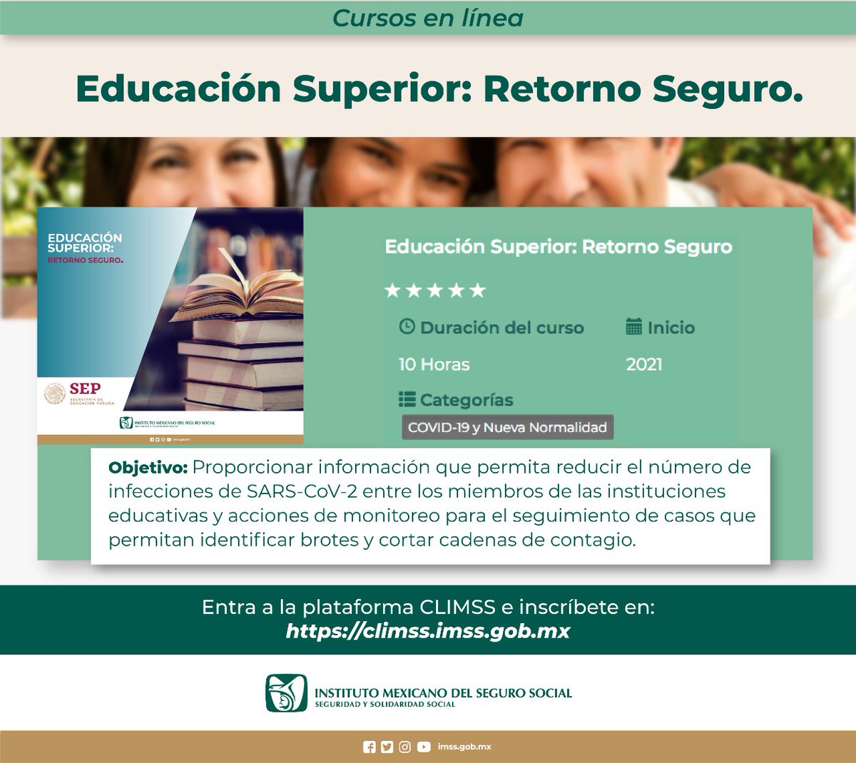 Tu_IMSS's tweet photo. #CLIMSS es una plataforma como respuesta del IMSS ante la crisis de #COVID19, con este esfuerzo nos hemos consolidado como una institución innovadora y alfabetizadora en el ámbito de salud.

Conoce los cursos: https://t.co/tr25wT8Xg0

✍️ @MHernan_ 🔗 https://t.co/I3gBN1F20Q https://t.co/O26028cJCn