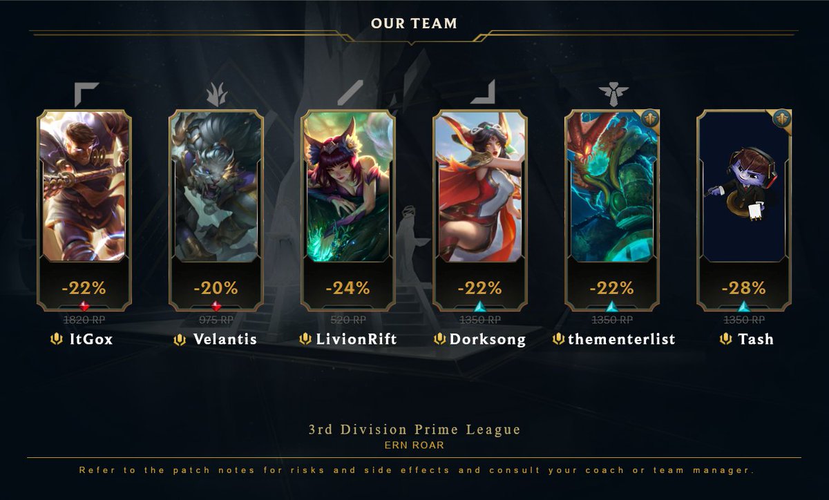 🚨Announcement🚨

We want to introduce our new academy Team for #PrimeLeague 3rd Division!

Welcome to the Team:
<a href="/_ItGox_/">ItGox</a> 
@Velantis1 
<a href="/LivionRift/">LivionRift</a> 
<a href="/Dorksong/">Dorksong</a> 
@timme589 
<a href="/Kiea_Tash/">Tash</a>