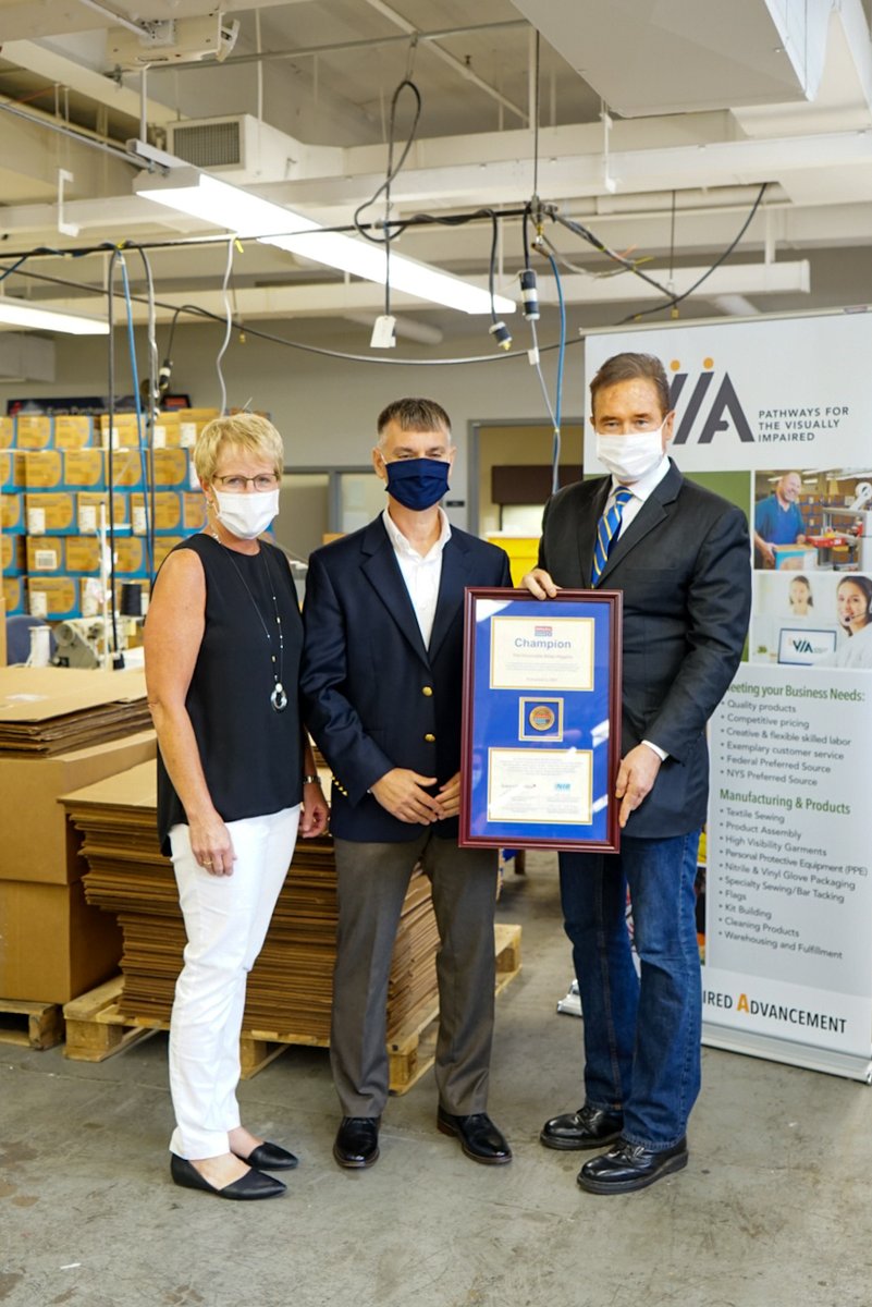 viawny's tweet photo. On behalf of the blind employees of the Ability One Program throughout the USA, VIA &amp; @AbilityOneProg thanks the outstanding support, commitment &amp; efforts @RepBrianHiggins has made to ensure continued employment for Americans who are blind. 
@NatIndBlind @wagner2_gary #viawny https://t.co/aKYZ6rRMfJ