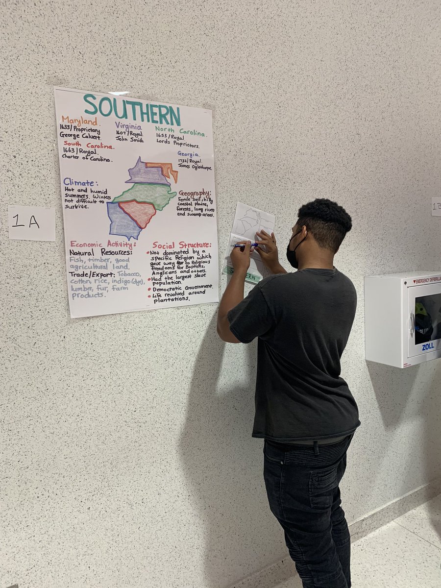 8th grade SS scholars learning about the different regions of the original 13 colonies! #GCODE