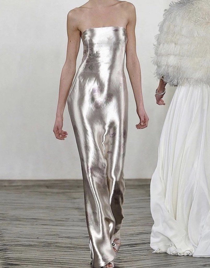 Spring 2006 Reem Acra Pale Grey Silk Chiffon Silver Rhinestone Beaded –  Shrimpton Couture