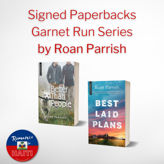 signed paperbacks garnet run series by roan parrish. romance for haiti.