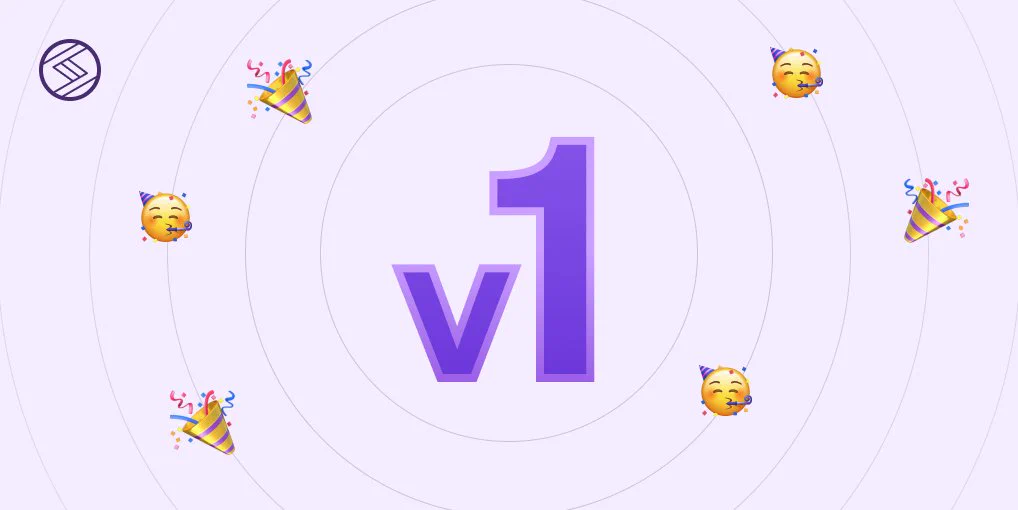 Large "v1" text surrounded by party graphics.