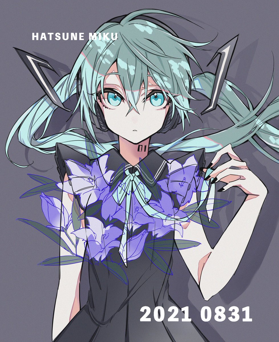 hatsune miku 1girl solo flower twintails long hair dress looking at viewer  illustration images