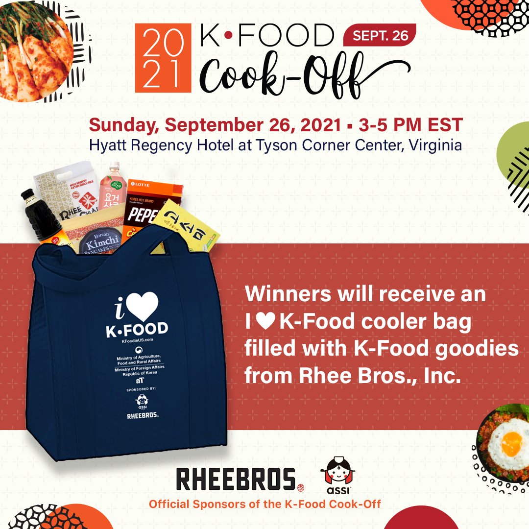 KFOODinUS's tweet photo. Check out these to-die-for PRIZES for the K-Food Cook-Off Event! Thank you so much to Rheebros Inc., ASSI, @doofood_family ,and DASH for sponsoring the 2021 K-Food Cook-Off! You could win cash prizes and lots of K-Food goodies! What're you waiting for? Apply today! #KfoodCookOff https://t.co/3W03cbMZsN