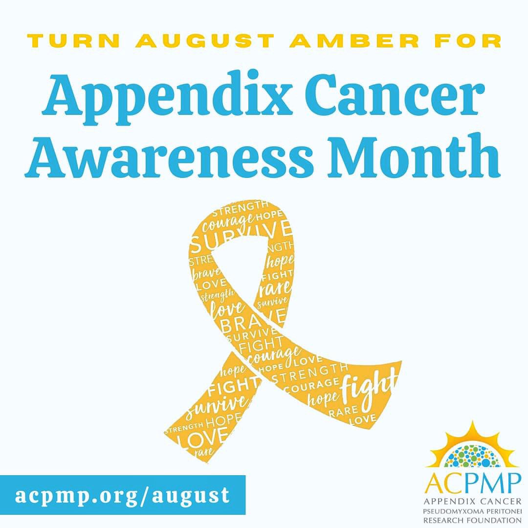 acpmpresearch's tweet image. As our dedicated awareness month comes to a close, remember that #awareness can and should be year long.🎗

Keep sharing facts about appendix cancer PMP and share your stories! Awareness is key! #AppendixCancer #AugustForAppendixCancer #AppendixCancerAwarenessMonth