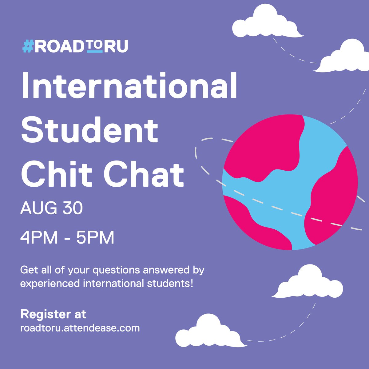 ISS Orientation Week 2! Join for the International Student Chit Chat today In-person or Online!

#RoadtoRU #ISSOWeek21

Registration link: roadtoru.attendease.com
