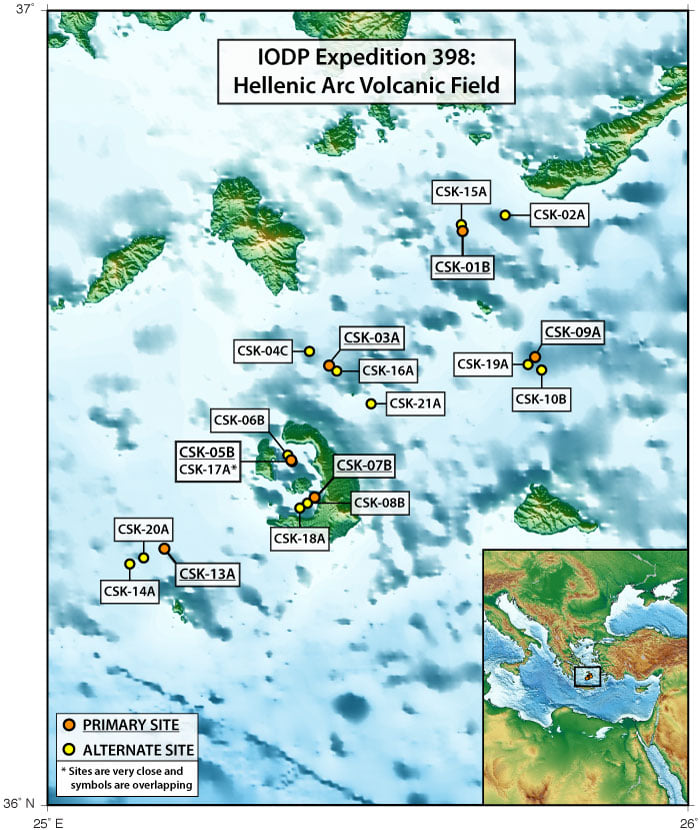 ProjectSantory's tweet image. Μεγάλη επιτυχία για την υποθαλάσσια έρευνα στο ηφαιστειακό συγκρότημα Σαντορίνης-Κολούμπου-Χριστιανών αποτελεί η αποστολή του Διεθνούς Προγράμματος Διερεύνησης των Ωκεανών (IODP) με το ωκεανογραφικό πλοίο JOIDES Resolution το Δεκέμβριο2022!#IODP #JOIDESResolution #submarinesurvey