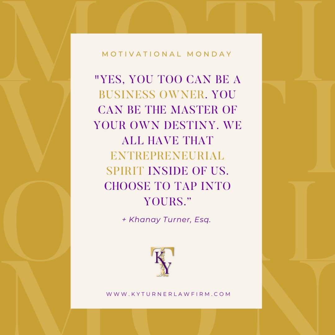 KYTurnerLaw's tweet photo. If you have an idea, product, or service that you want to provide to the world, know that you too can start the necessary business required for your plan. When you are ready to start that journey, I am here to assist you.#MotivationalMonday
#BusinessAttorney #Smallbusiness #LLC https://t.co/UzZ4qb9p7g