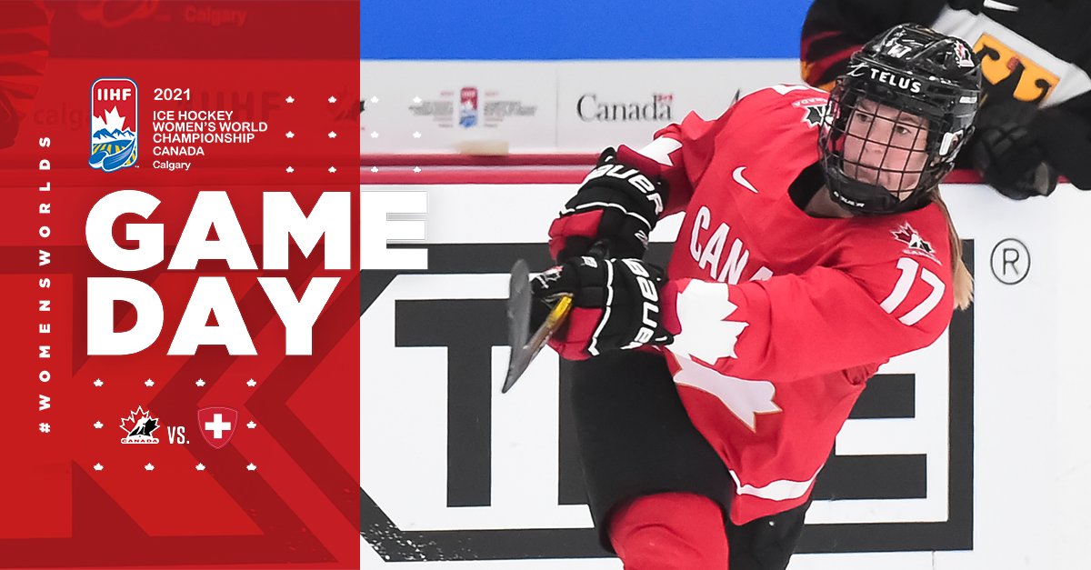 GAME DAY! 🇨🇦🇨🇭

⏰ 7 p.m. ET/4 p.m. PT
📺 <a href="/TSN_Sports/">TSN</a>
📊 hc.hockey/CANvSUI0830
📰 hc.hockey/SUIPreview30
📜 hc.hockey/WWCSUINotes

#WomensWorlds | #OurGameIsBack