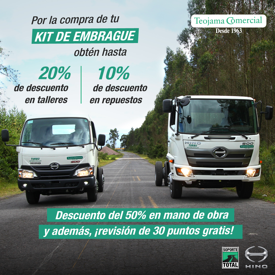teojama's tweet photo. ¡Aprovecha esta promoción! 💯 Kit de embrague con descuentos de hasta el 20% por ingresar en nuestros talleres. 🧰
Agenda tu cita con nuestros asesores en el link 😉 https://t.co/gKILDLeQGU
#OrgulloTeojama #TeojamaComercial #kitdeembrague #repuestos #taller #promoción #Hino https://t.co/M6eER6m7kd