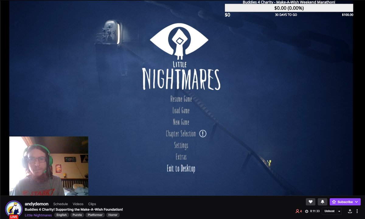 Our first talented creator on the #StreamForWishes train today is live with Little Nightmares!

twitch.tv/andydemon

Donate➡️tiltify.com/@andydemon/bud…

GOAL #4 IS $1250! Let's smash it 👀