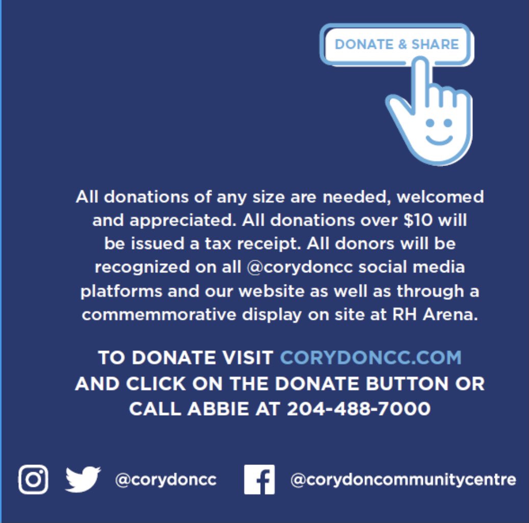 2 of 2:  Please help us by spreading the word and offering what you can
All donations of any size are needed, welcomed and appreciated. All donations over $10 will be issued a tax receipt. All donors will be recognized on all <a href="/corydoncc/">Corydon CC</a> social media platforms &amp; our website &amp; more