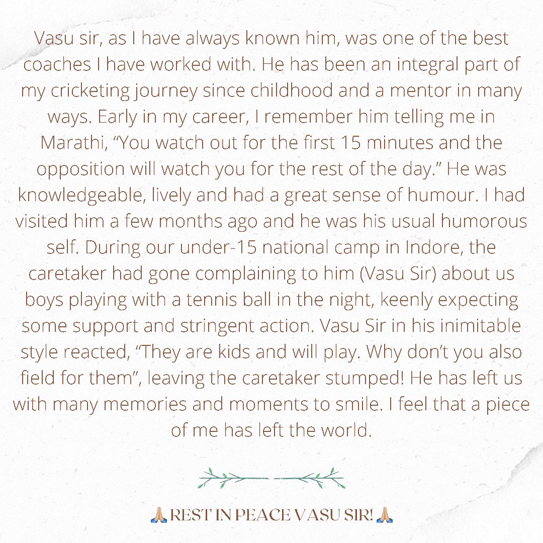 I feel that a piece of me has left the world. Rest in Peace Vasu Sir. 🙏