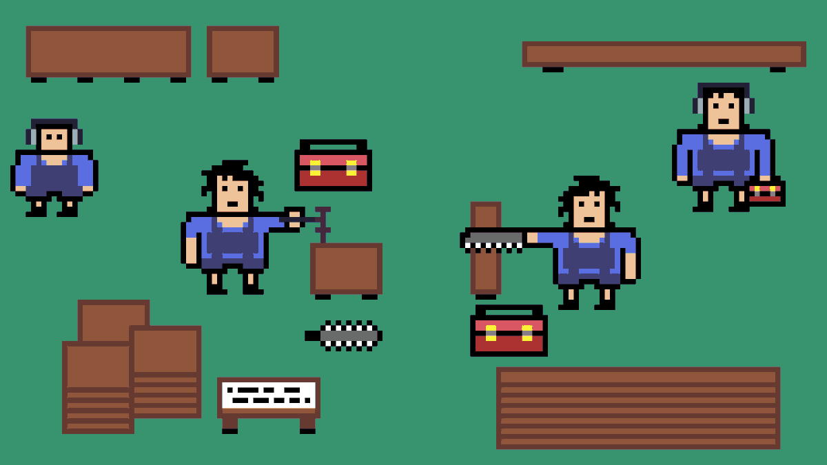 Integrated_rk's tweet photo. Coder trying Pixel Art : Day-3.
Made a some carpenters.
@Pixel_Dailies 
#pixel_dailies #pixelart #carpenter #aseprite https://t.co/k30cfF9B3l